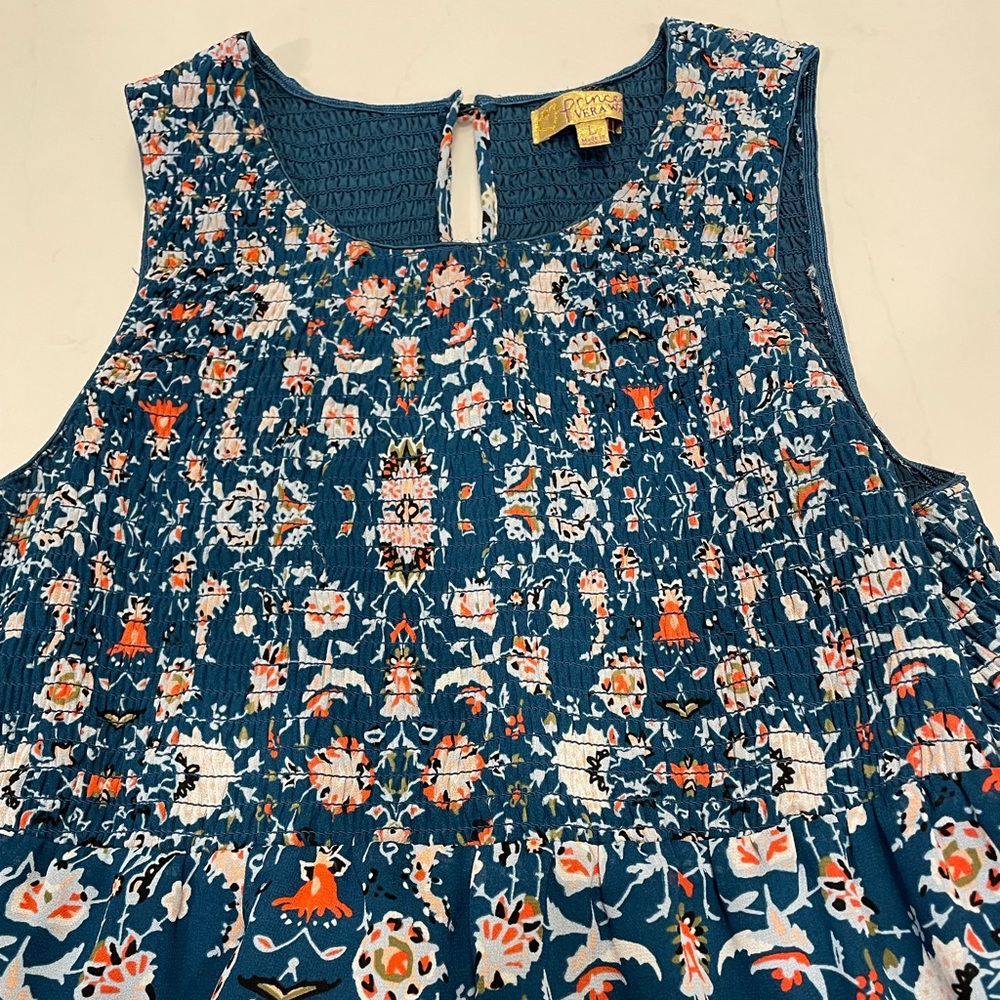 Vera Wang Dress Floral Princess Large Teal - Picture 9 of 13